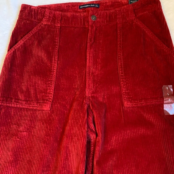 NWT Abercrombie & Fitch Red Wide Corduroy Pants - Picture 8 of 14
